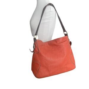 Rossi & Caruso Argentina Orange Pebbled-Leather One-Handle Handbag